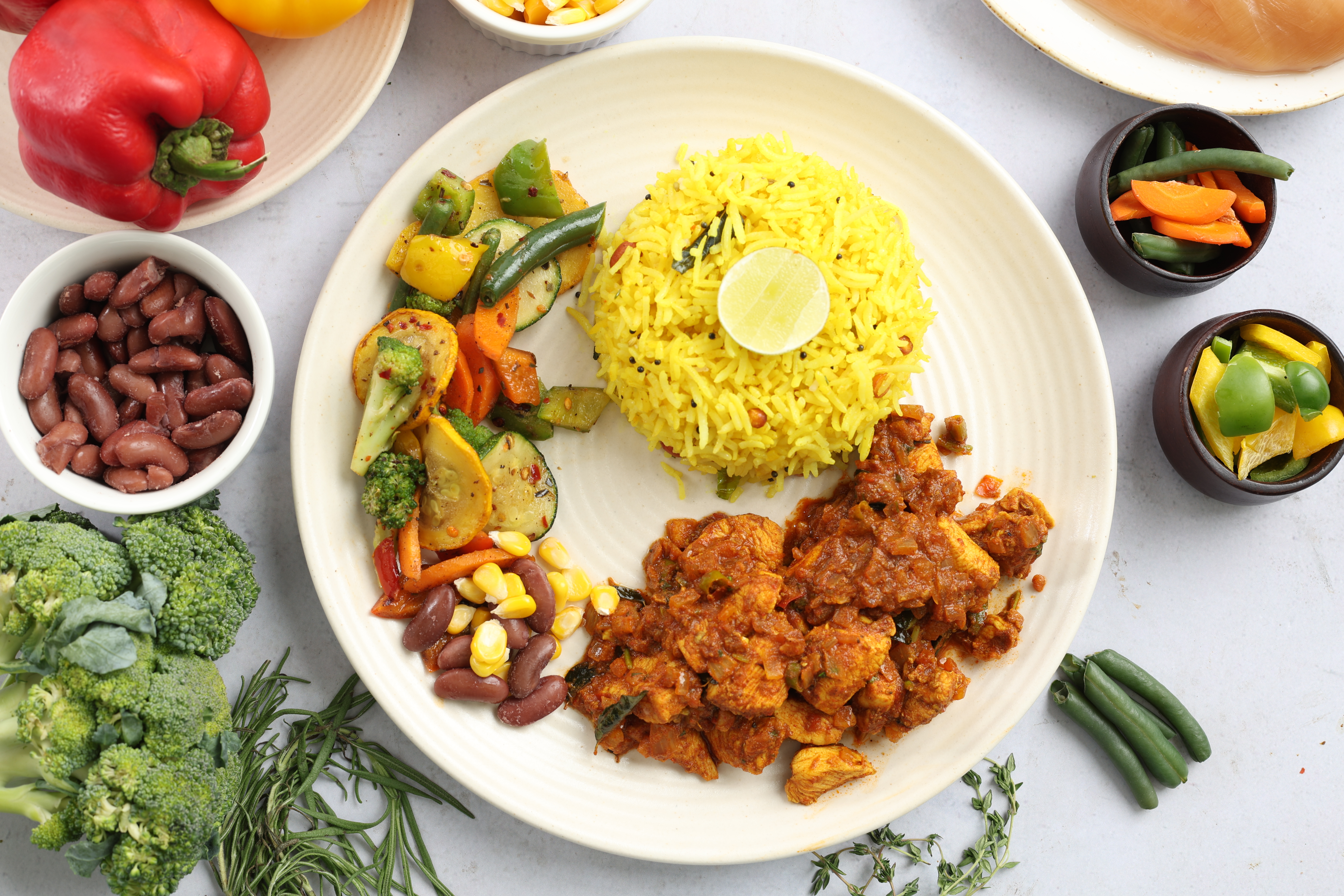 andhra ghee roast chicken lemon rice bowl