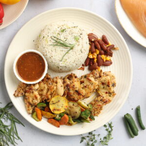 Menu rosemary chicken rice bowl